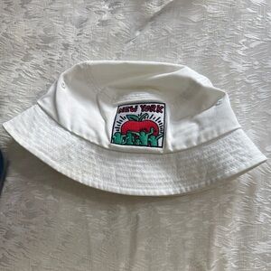 White Kids Bucket Hat with New York Patch